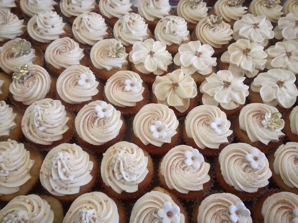 Image of many white cupcakes